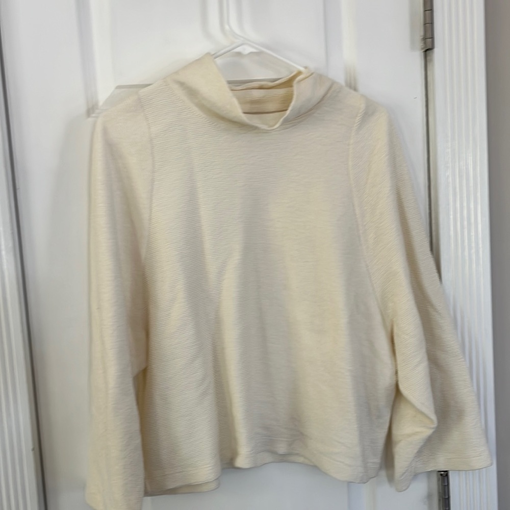 Madewell Cream Long Sleeve Mock Neck Top